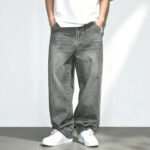 Casual Gray Men's Jeans with Distressed Design, Fashion Washed Vintage Look, Summer Style Pants - Image 2