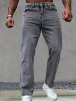 Casual Gray Washed Vintage Denim Pants for Men Fashionable Retro Design Summer Style - Image 6