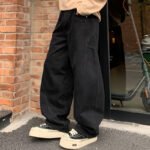 Men's Black High Street Loose Straight Leg Curved Denim Jeans - Image 6