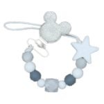 Silicone Round Beads and Star Beads Pacifier Clip Chain Strap Cute Dummy Nipple Leash Strap for Infant Toddler Baby Feeding