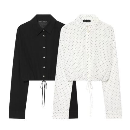 Loose single breasted lapel adjustable sheer shirt for women