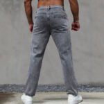 Casual Gray Washed Vintage Denim Pants for Men Fashionable Retro Design Summer Style - Image 2