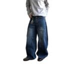 Retro Style Buttoned Knife-Edge Denim Pants for Men, Summer Loose Lazy-Fit Snap-Button Casual Long Pants - Image 5