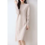 Women's Casual Knitted Dress Relaxed Fit Loose Knee Length Slimming Sweater Dress - Image 2