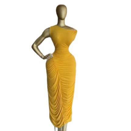 Printed Long Sleeve Sheer Mesh Ruched Maxi Evening Dress