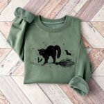 Pattern printed round neck fleece hoodie - Image 4