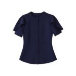 Split bubble sleeve round neck knitted sweater jacket for women - Image 6