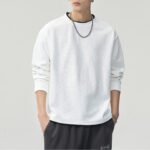 Men's Vintage Waffle Spliced Long Sleeve Crew Neck Layered Sweatshirt