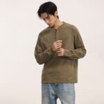Men's Old Money Style Long Sleeve Henley Neck T-Shirt Relaxed Fit Casual - Image 2