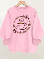 Letter slogan pattern printed round neck fleece hoodie - Image 7