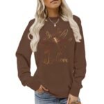 Pattern printed round neck fleece hoodie