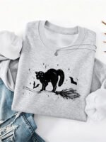Pattern printed round neck fleece hoodie - Image 10