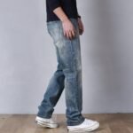 Men Women Washed Clean Fit Casual Straight Leg Floor Length Jeans - Image 4