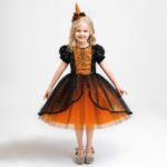 Halloween Girls' Dress with Sequin Spiderweb Tulle Princess Style Cotton Lining Formal Dress - Image 6