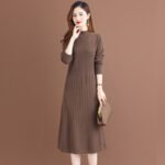 Women's  Knitted Mock Neck Mid Length Dress - Image 8