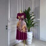 Short sleeved round neck long skirt - Image 2