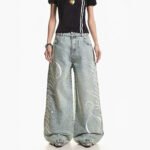 Casual Fashion Street Style Washed Vintage Denim Pants for Men and Women, Straight Leg, Loose Wide Leg, Versatile Fit - Image 2