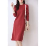 Women's Casual Knitted Dress Relaxed Fit Loose Knee Length Slimming Sweater Dress - Image 4
