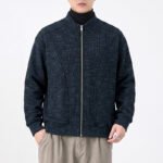 Men's Vintage Old Money Style Textured Knit Stand Collar Relaxed Fit Casual Jacket - Image 2