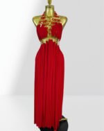 Sexy Plunging Neckline Halter Hollow-out Metal Ring Party Dress - Image 9