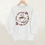 Letter slogan pattern printed round neck fleece hoodie - Image 3
