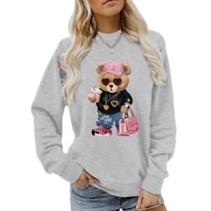 Teddy bear printed loose hoodie