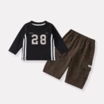 Number Print Top, Boy's Fashion Leopard Print Loose Wide Leg Pants Two-Piece Set - Image 6