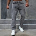 Summer Men's Comfortable Distressed Casual Pants, Vintage Versatile Fashion Washed Gray Jeans