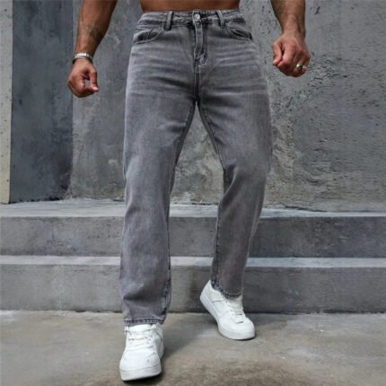 Summer Men's Comfortable Distressed Casual Pants, Vintage Versatile Fashion Washed Gray Jeans