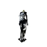 Printed Long Sleeve Ruched Mesh Lining Maxi Dress