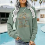 Pattern printed round neck fleece hoodie - Image 3